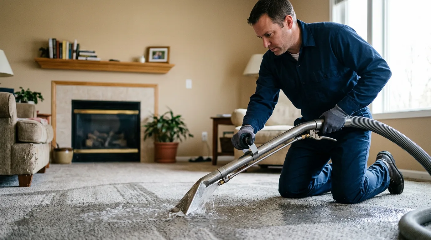 Water damage restoration technician working near Edinburgh, IN